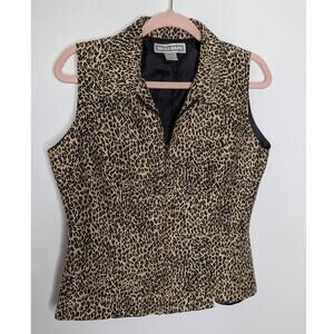 90's/Y2K Leopard Print Silk Zip-Up Vest